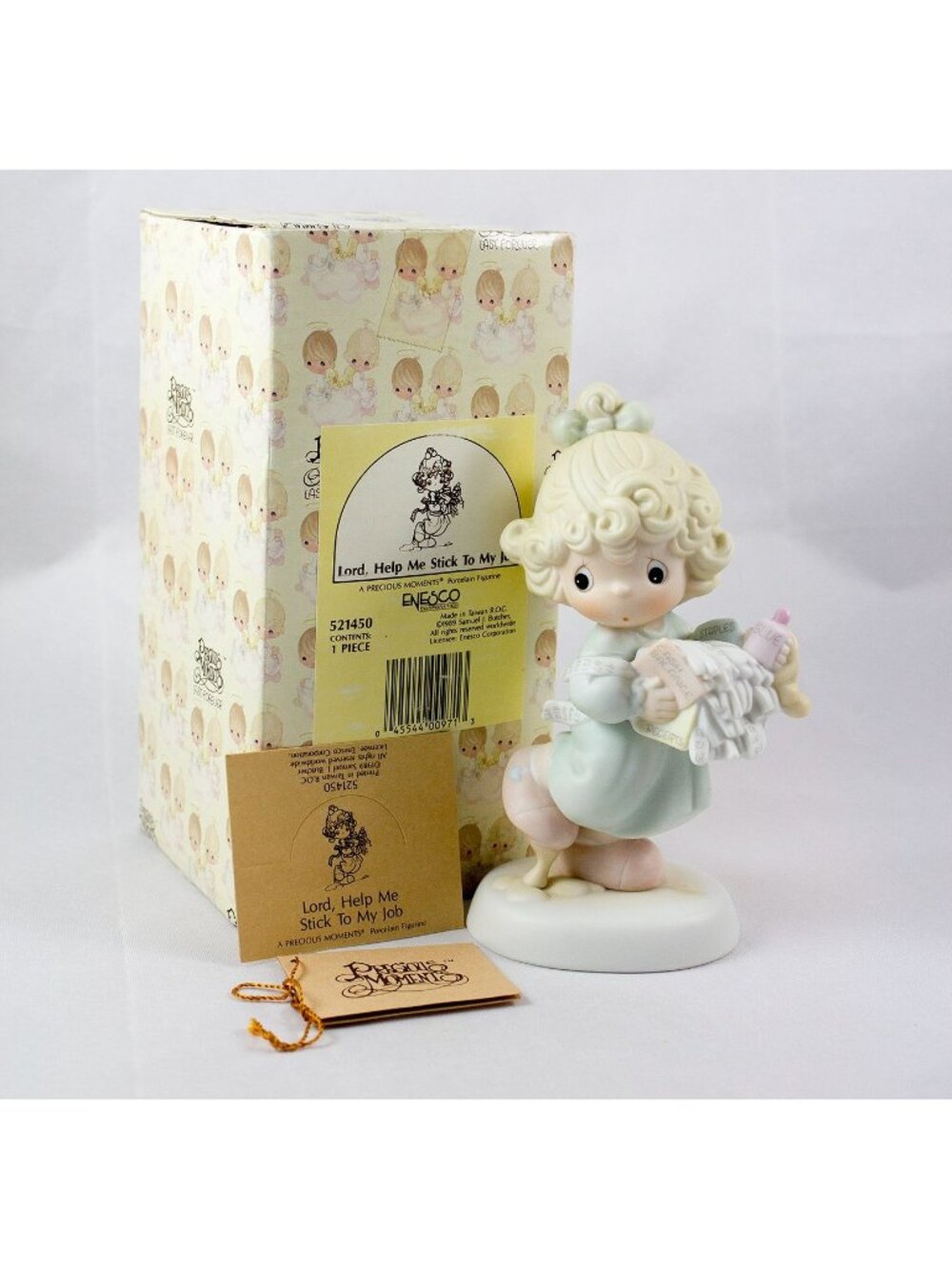 Precious Moments Lord Help Me Stick To My Job 1989 Girl Figurine 521450